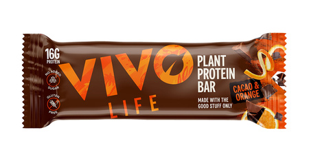 Wegański baton proteinowy Vivo Life - kakao i pomarańcza (65g)